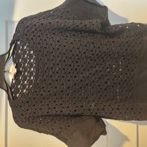 0046.  LOFT Black Crochet Blouse